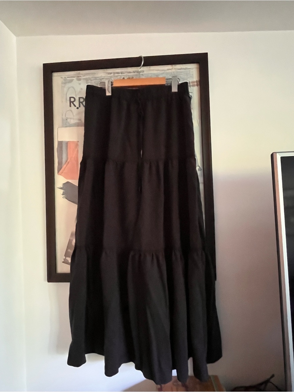 Vintage 90s Y2K 100% Silk Guess by Marciano Black Tiered Skirt S-M